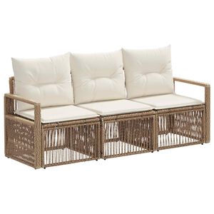 vidaXL Havesofa S&aelig;t 3 stk. Beige polyrattan