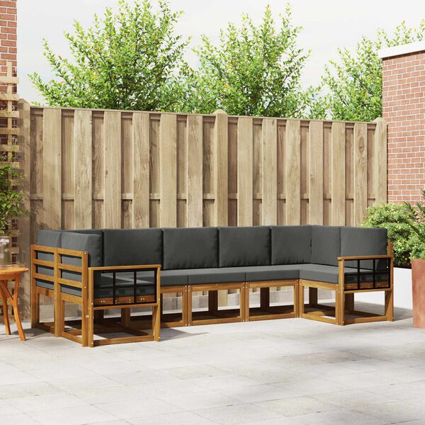 vidaXL Udend&oslash;rs sofagruppe med pude 7 pcs Naturlig og Antracit