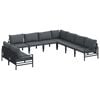 vidaXL Havesofa S&aelig;t med pude 9 pcs Sort St&aring;l