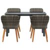 vidaXL Have Spisebordss&aelig;t med pude 5 pcs Gr&aring; polyrattan