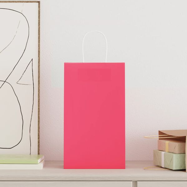 vidaXL papirposer 250 stk. med h&aring;ndtag 21x11x36 cm lyser&oslash;d