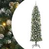 vidaXL Kunstigt slankt juletr&aelig; med 300 LED'er Gr&oslash;n og Hvid 240 cm