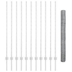 vidaXL Sekskantet hegn med stolpe 25 x 1,4 m Galvaniseret st&aring;l S&oslash;lv