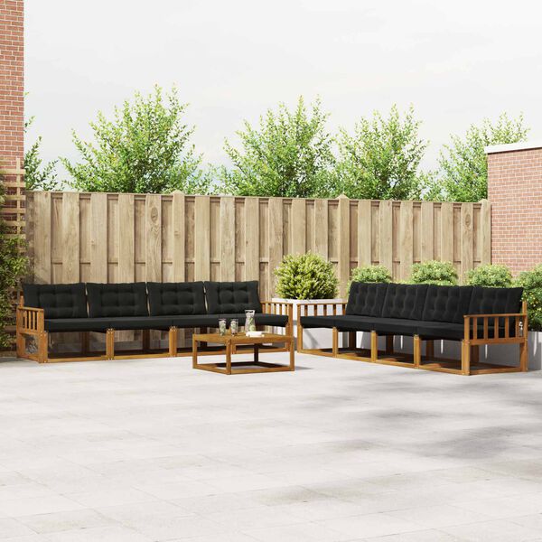 vidaXL Udend&oslash;rs sofagruppe med pude 9 pcs Naturlig og sort