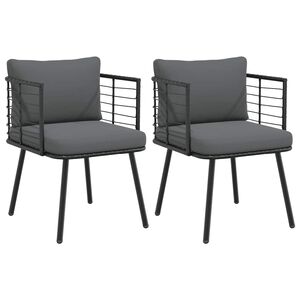 vidaXL havestole 2 stk. med hynder polyrattan sort