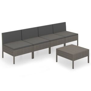 vidaXL lounges&aelig;t til haven 5 dele med hynder polyrattan gr&aring;