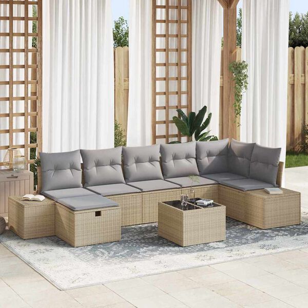 vidaXL Sofa S&aelig;t med pude 7 pcs polyrattan