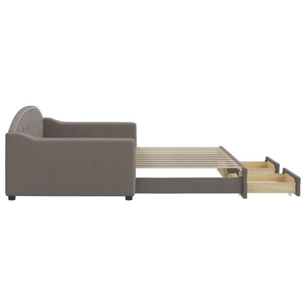 vidaXL daybed med udtr&aelig;k og skuffer 100x200 cm stof gr&aring;brun