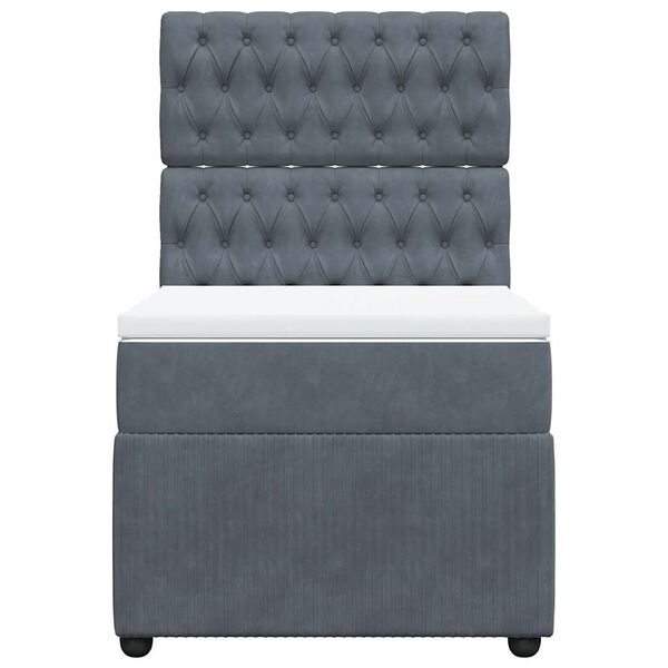 vidaXL kontinentalseng med madras 100x200 cm fl&oslash;jl m&oslash;rkegr&aring;