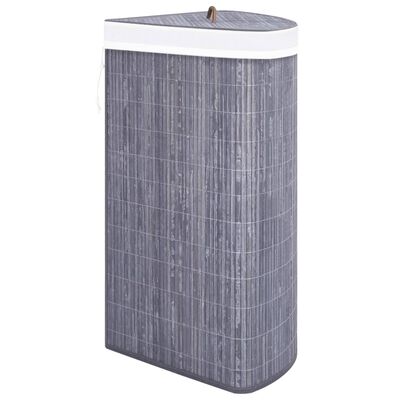 vidaXL vasketøjskurv til hjørne 60 l bambus grå