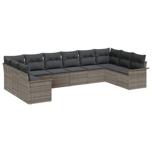 vidaXL Havesofa S&aelig;t 10 stk. Gr&aring; polyrattan