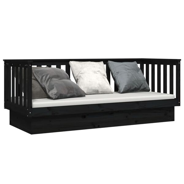 vidaXL daybed 75x190 cm massivt fyrretræ sort