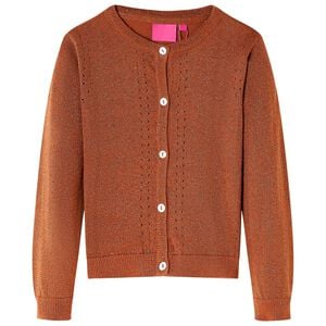 Strikket cardigan til b&oslash;rn str. 92 cognacfarvet