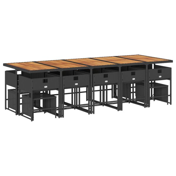 vidaXL spisebordss&aelig;t til haven 15 dele med hynder polyrattan sort