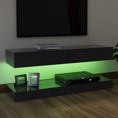 vidaXL tv-skab med LED-lys 120x35 cm grå