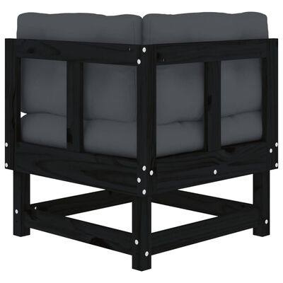 vidaXL hjørnemoduler til sofa 2 stk. med hynder massivt fyrretræ sort