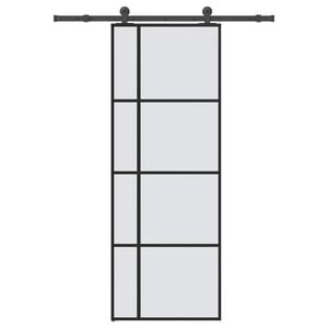 vidaXL skyded&oslash;r med hardwares&aelig;t 76x205 cm sikkerhedsglas aluminium