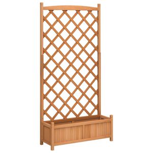 vidaXL plantekasse med espalier brun 90x35x180 cm massivt grantr&aelig;
