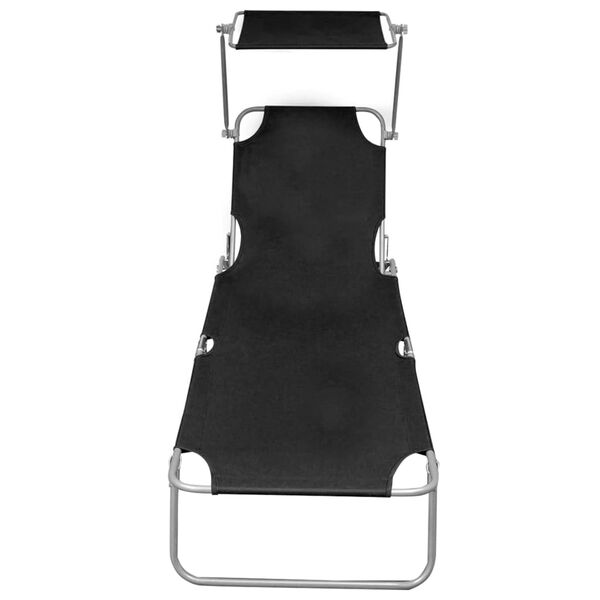 vidaXL foldbar liggestol med baldakin aluminium sort
