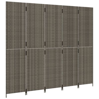 vidaXL rumdeler 5 paneler polyrattan grå