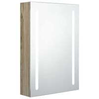 vidaXL badeværelsesskab med spejl + LED-lys 50x13x70 cm egetræsfarvet