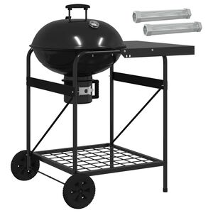 vidaXL Tr&aelig;kolgrill med r&oslash;gr&oslash;r 91 x 71 x 107 cm St&aring;l Sort