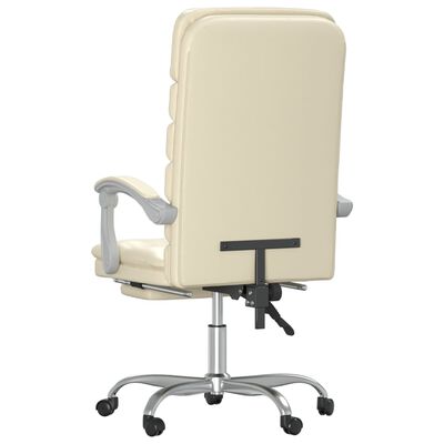 vidaXL kontorstol med massagefunktion kunstlæder cremefarvet