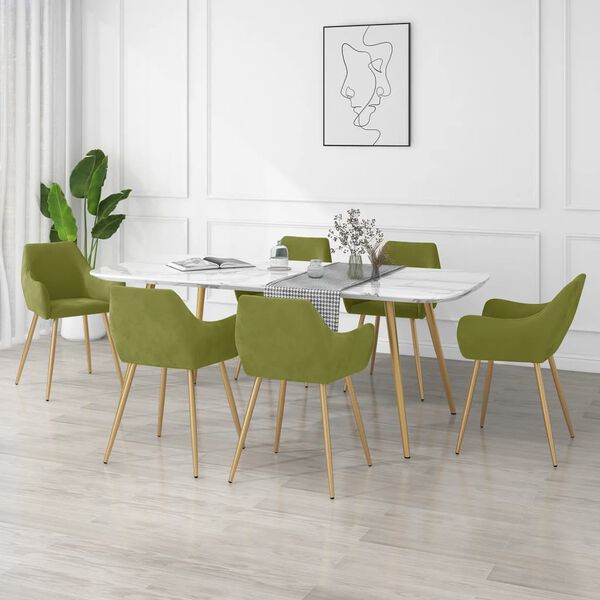 vidaXL spisebordsstole 6 stk. fl&oslash;jl lysegr&oslash;n