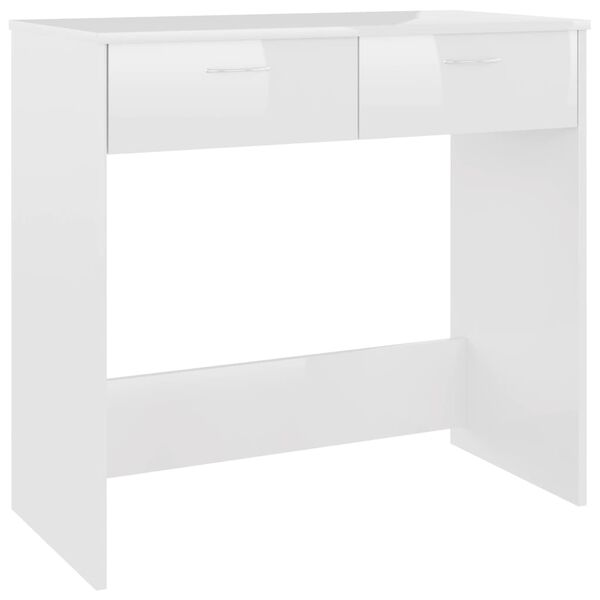 vidaXL skrivebord 80x40x75 cm konstrueret træ hvid højglans