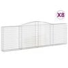 vidaXL buede gabionkurve 8 stk. 400x30x120/140 cm galvaniseret jern