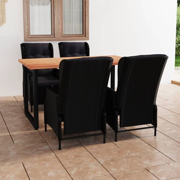 vidaXL spisebordss&aelig;t til haven med hynder 5 dele polyrattan m&oslash;rkegr&aring;