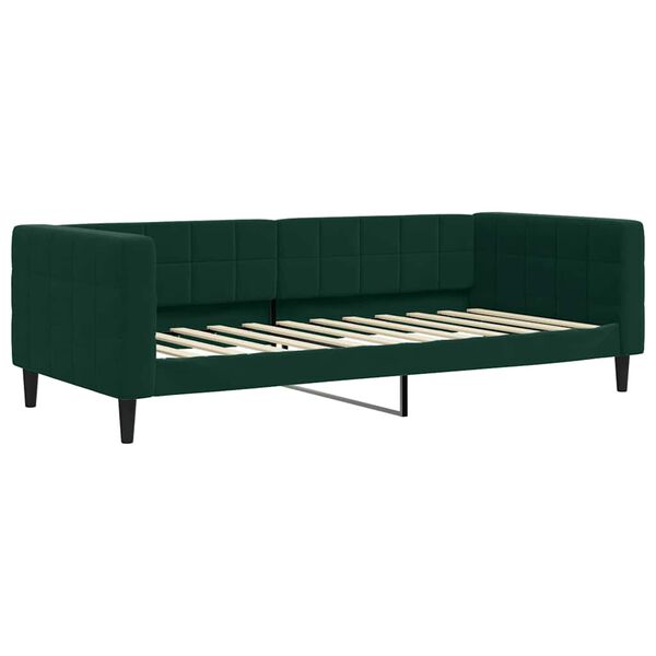 vidaXL daybed med madras 90x200 cm velour m&oslash;rkegr&oslash;n