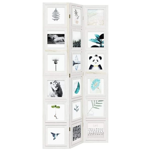 vidaXL rumdeler 3 paneler massivt kejsertræ hvid