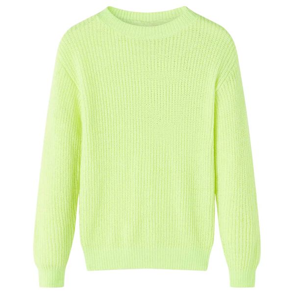 Sweater til b&oslash;rn str. 128 strikket neongul