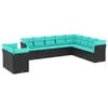 vidaXL havesofas&aelig;t med 10 hynder sort polyrattan