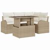 vidaXL Havesofa S&aelig;t med pude 5 pcs Beige polyrattan