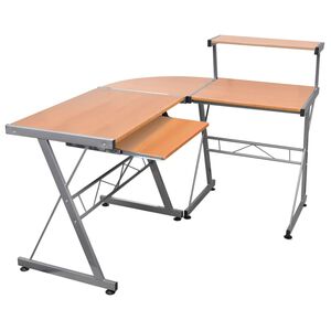 vidaXL computerbord til hj&oslash;rne 132x112x99 cm konstrueret tr&aelig; brun