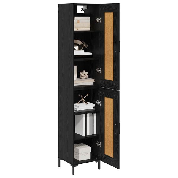 vidaXL Highboard Sort eg 34,5 x 34 x 180 cm Konstrueret tr&aelig;