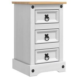 vidaXL Sengebord CORONA Hvid 35 x 32,5 x 58 cm Massiv fyrretr&aelig;