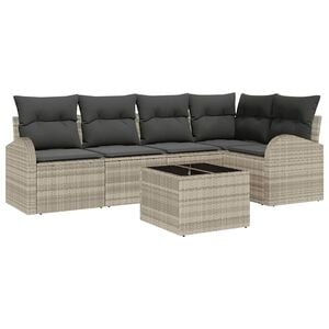 vidaXL Sofa S&aelig;t 6 stk. Lysegr&aring; Polyester