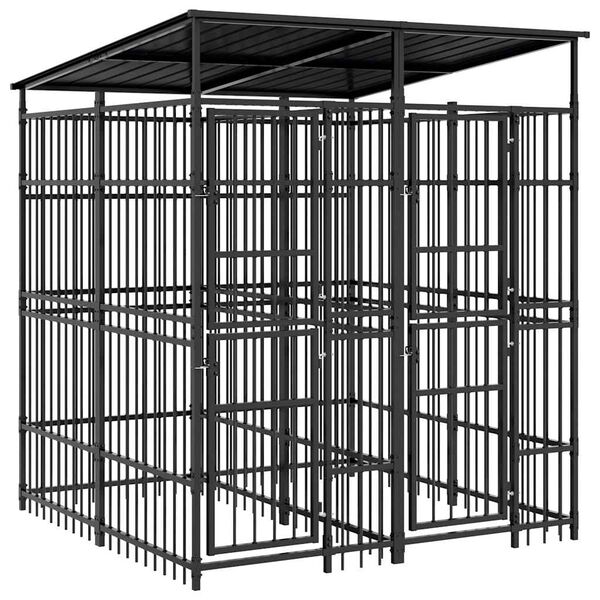 vidaXL udend&oslash;rs hundel&oslash;beg&aring;rd med tag 3,69 m&sup2; st&aring;l