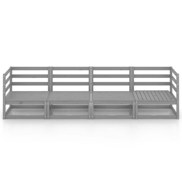 vidaXL 4-personers havesofa massivt fyrretr&aelig; gr&aring;