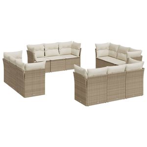 vidaXL sofas&aelig;t til haven 12 dele med hynder polyrattan beige