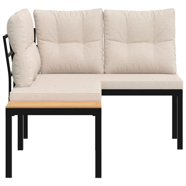 vidaXL haveb&aelig;nke 2 stk. med hynder pulverlakeret st&aring;l sort