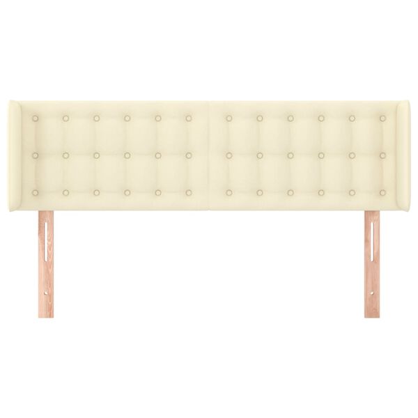 vidaXL sengegavl med kanter 147x16x78/88 cm kunstl&aelig;der cremefarvet