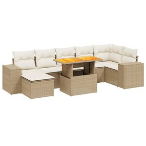 vidaXL sofas&aelig;t til haven 8 dele med hynder polyrattan beige