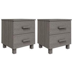 vidaXL sengeskab HAMAR 2 stk. 40x35x44,5 cm massivt fyrretr&aelig; lysegr&aring;