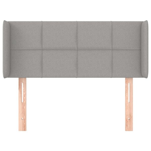 vidaXL sengegavl med kanter 93x16x78/128 cm stof lysegr&aring;