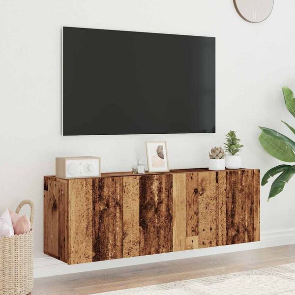 vidaXL væghængte tv-borde 2 stk. 60x30x41 cm gammelt træ-look