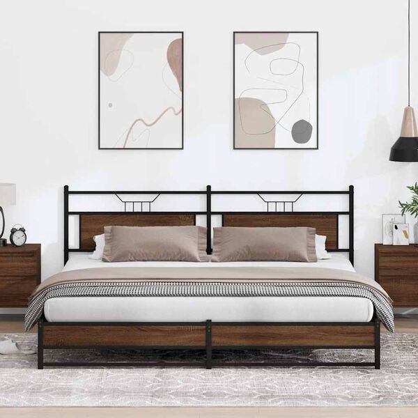 vidaXL sengeramme uden madras 193x203 cm metal brun egetr&aelig;sfarve